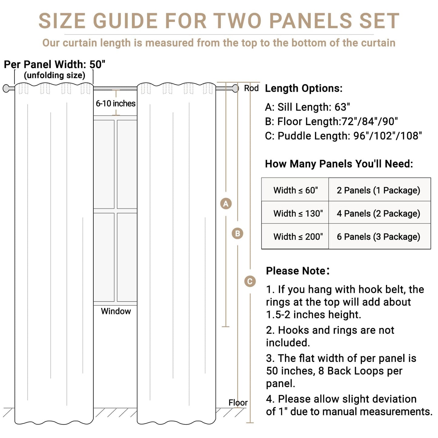 100% Blackout Linen Curtains Thermal Insulated Back Tab Rod Pocket Drapes for Bedroom Living Room