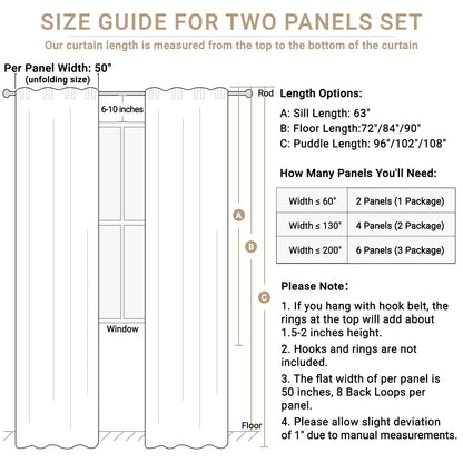 100% Blackout Linen Curtains Thermal Insulated Back Tab Rod Pocket Drapes for Bedroom Living Room