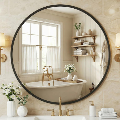 Matte Metal Framed Wall Mirror for Bathroom and Bedroom Vanity Decor