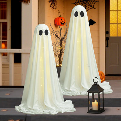 Halloween Ghost LED String Lights with Remote Control Indoor Outdoor Porch Yard Party Decoration 2 Pack