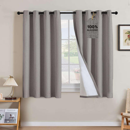 Linen Blackout Curtains Thick Textured Thermal Insulated Extra Wide Grommet Patio Door Drapes