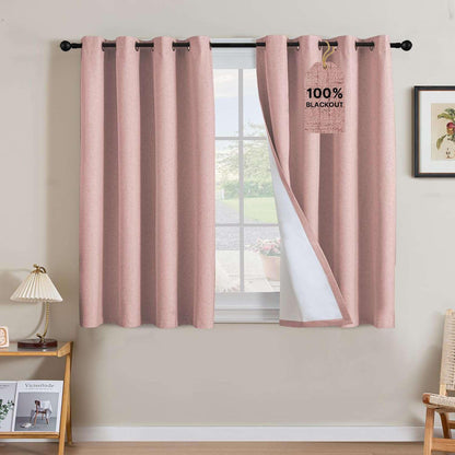 Linen Blackout Curtains Thick Textured Thermal Insulated Extra Wide Grommet Patio Door Drapes