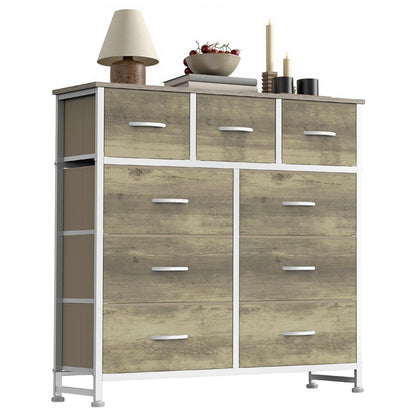 7-Drawer Fabric Dresser Storage Tower with Steel Frame and Wood Top