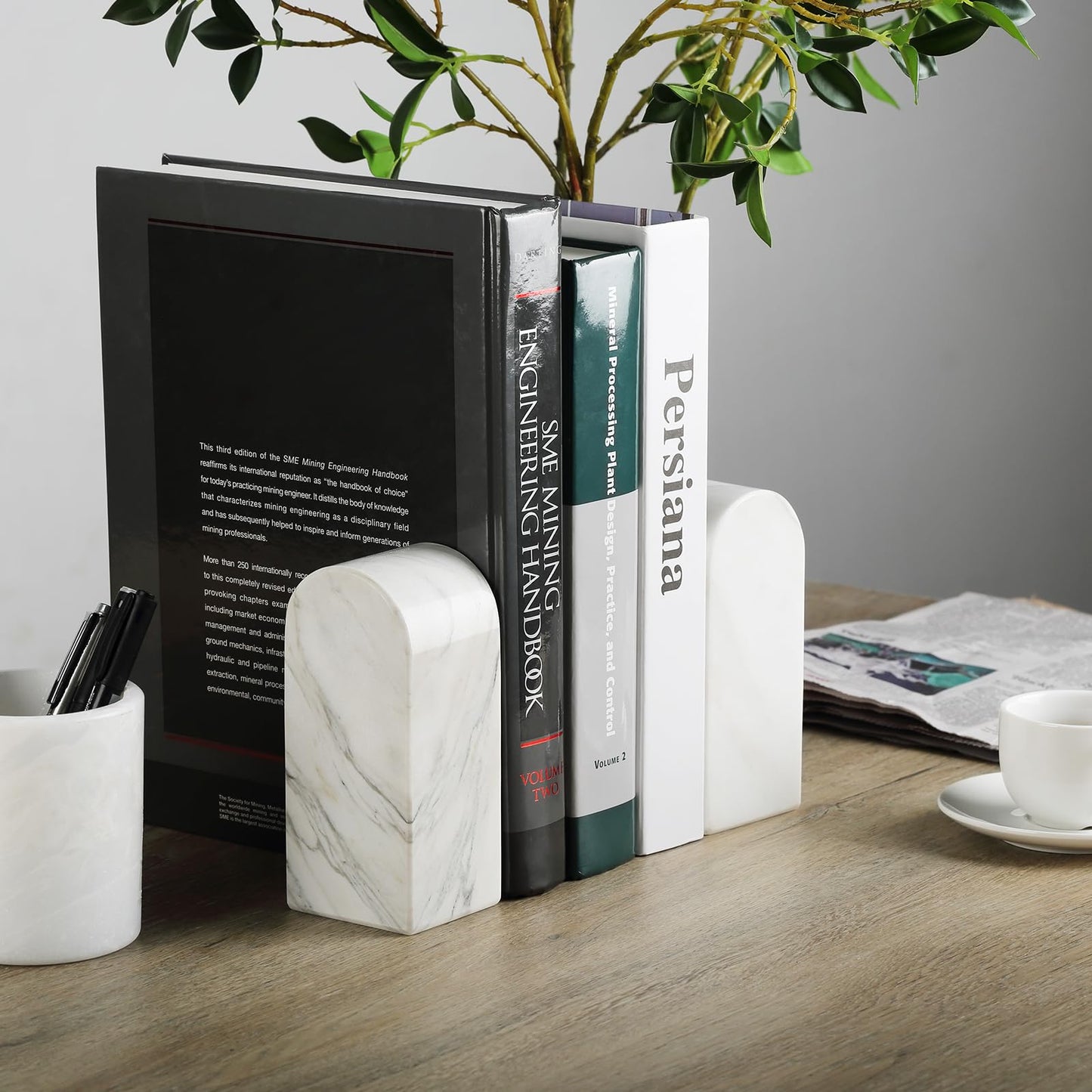 Luxury Marble Bookends Non-Slip Heavy Duty Book Holder Organizer
