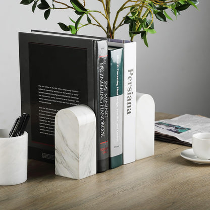 Luxury Marble Bookends Non-Slip Heavy Duty Book Holder Organizer