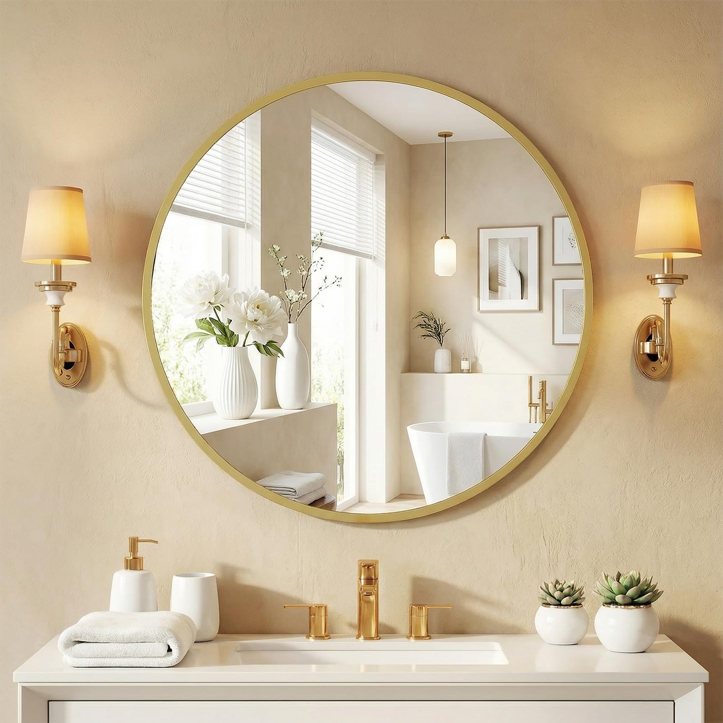 Matte Metal Framed Wall Mirror for Bathroom and Bedroom Vanity Decor