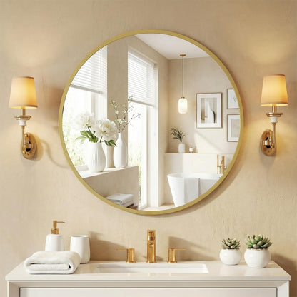 Matte Metal Framed Wall Mirror for Bathroom and Bedroom Vanity Decor