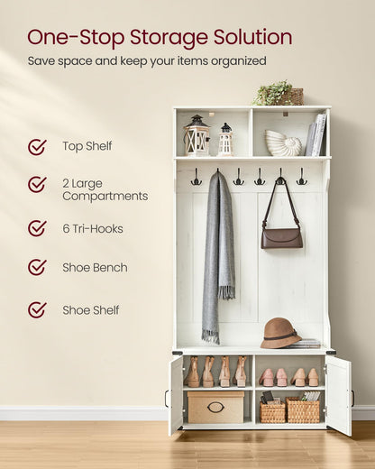 VASAGLE Hall Tree with Bench and Shoe Storage