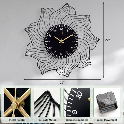 Silent Non-Ticking Metal Wall Clock Battery Operated Modern Decorative Clock for Living Room Bedroom Kitchen Office
