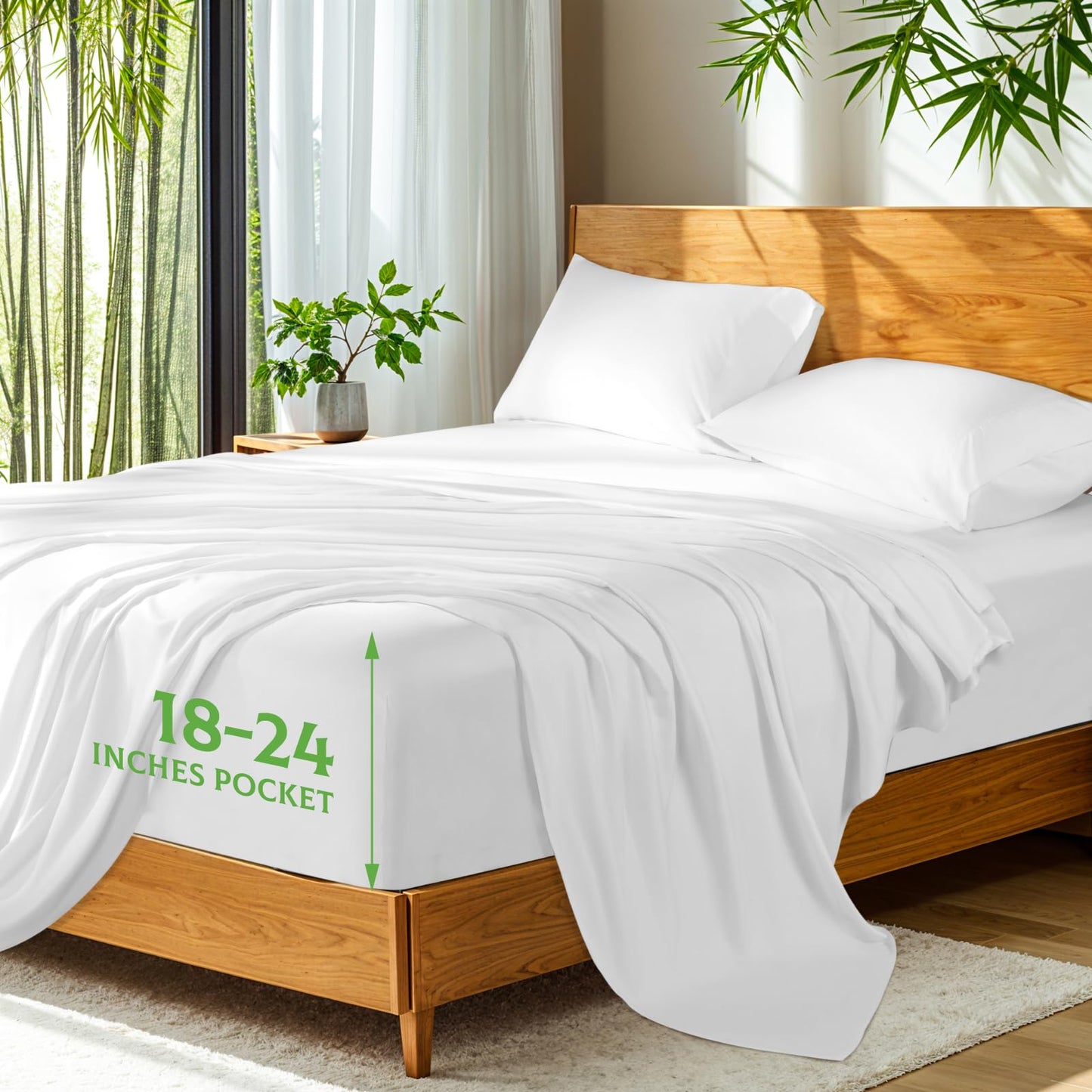 Bamboo Viscose Extra Deep Pocket Silky Bed Sheet Set Hotel Luxury Cooling Sheets