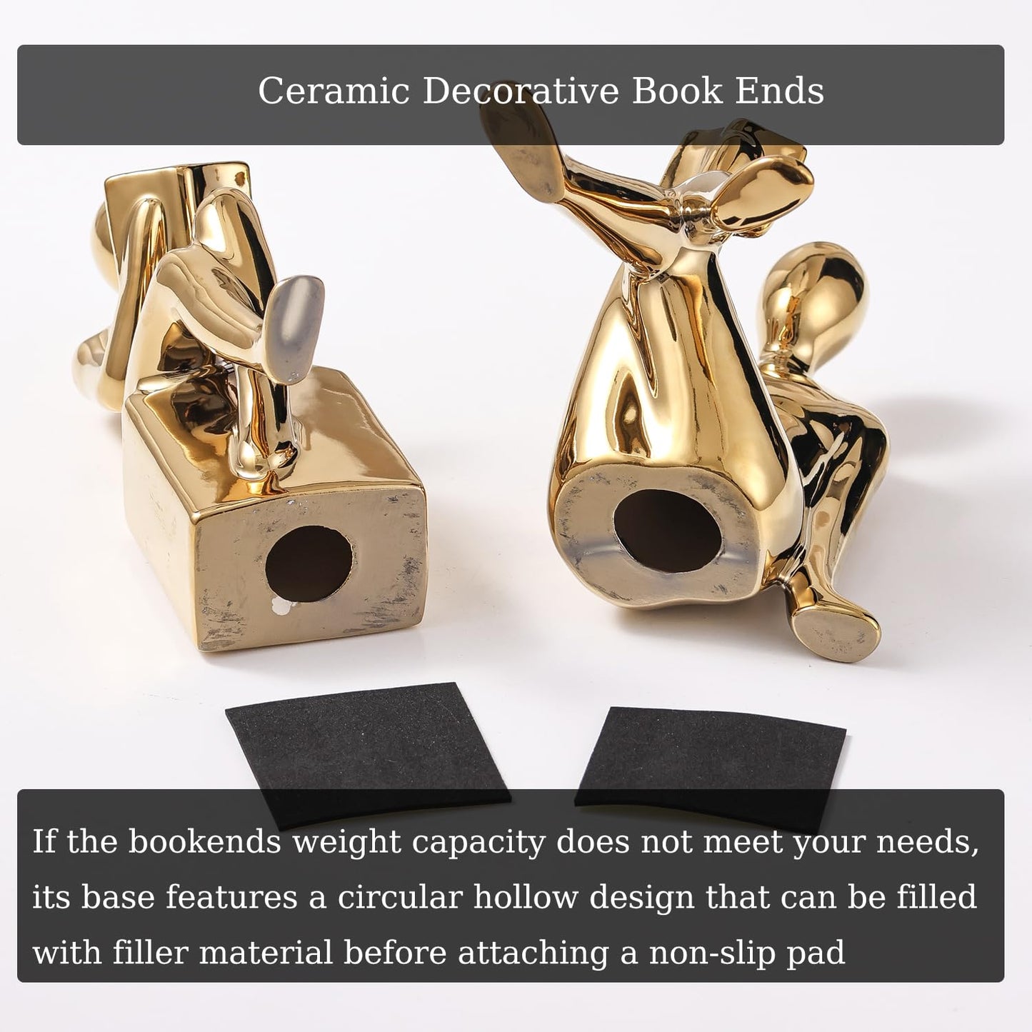 Ceramic Decorative Bookends Set of 2 for Shelves Home Office Bookshelf Decor