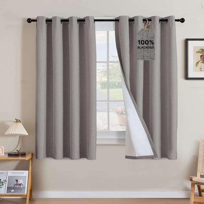 Linen Blackout Curtains Thick Textured Thermal Insulated Extra Wide Grommet Patio Door Drapes