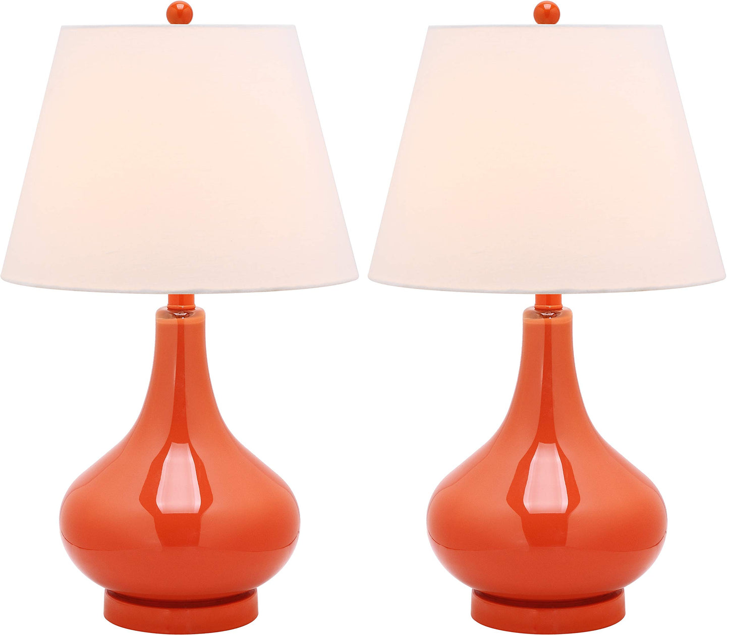 Modern Yellow Glass Gourd Table Lamp Set of 2 Contemporary Bedroom Living Room Desk Lamps LED Bulbs Included