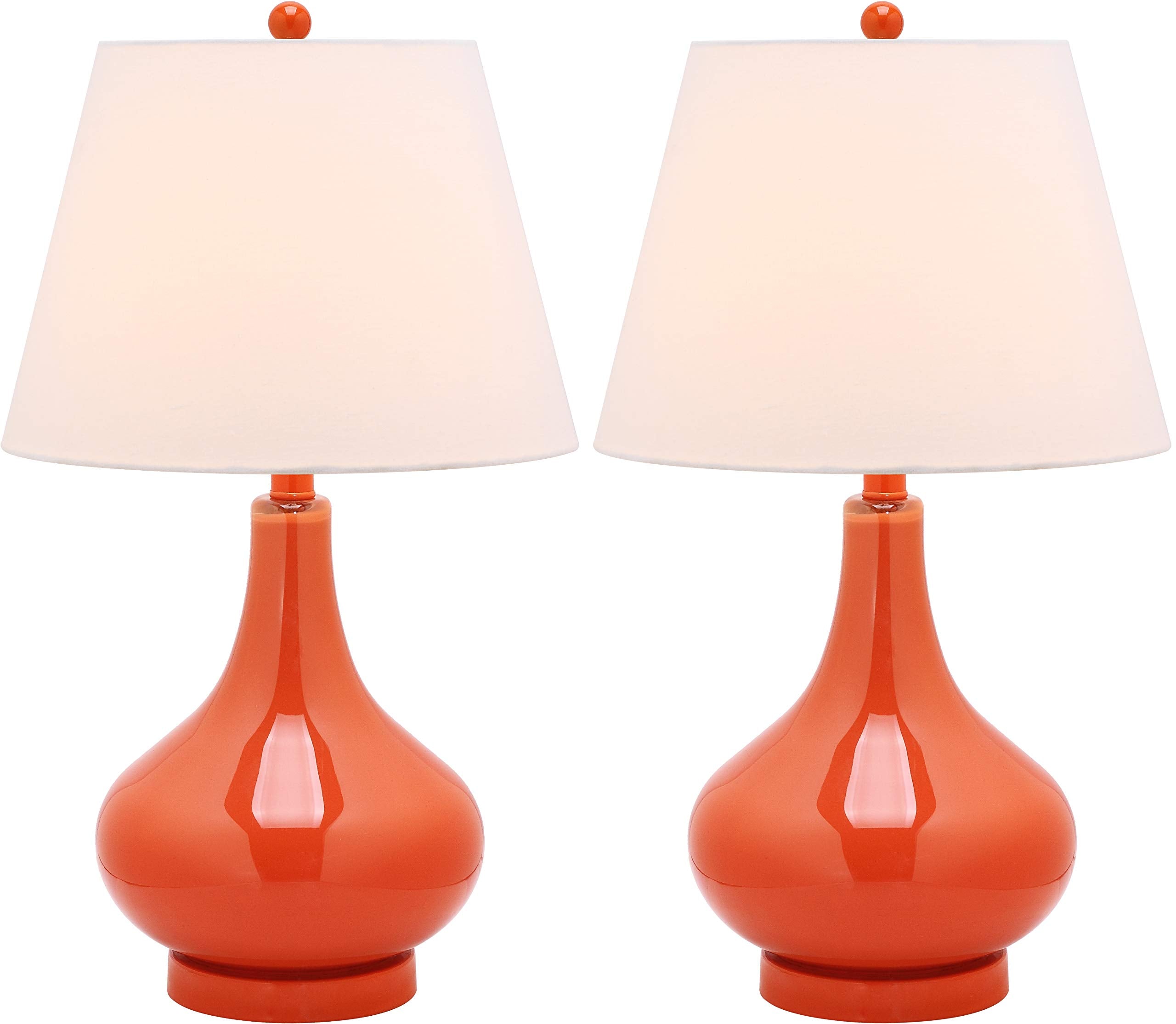 Modern Yellow Glass Gourd Table Lamp Set of 2 Contemporary Bedroom Living Room Desk Lamps LED Bulbs Included
