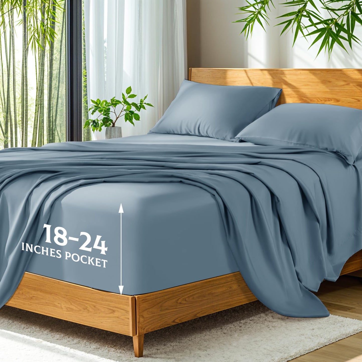 Bamboo Viscose Extra Deep Pocket Silky Bed Sheet Set Hotel Luxury Cooling Sheets