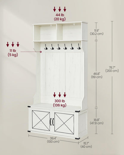 VASAGLE Hall Tree with Bench and Shoe Storage