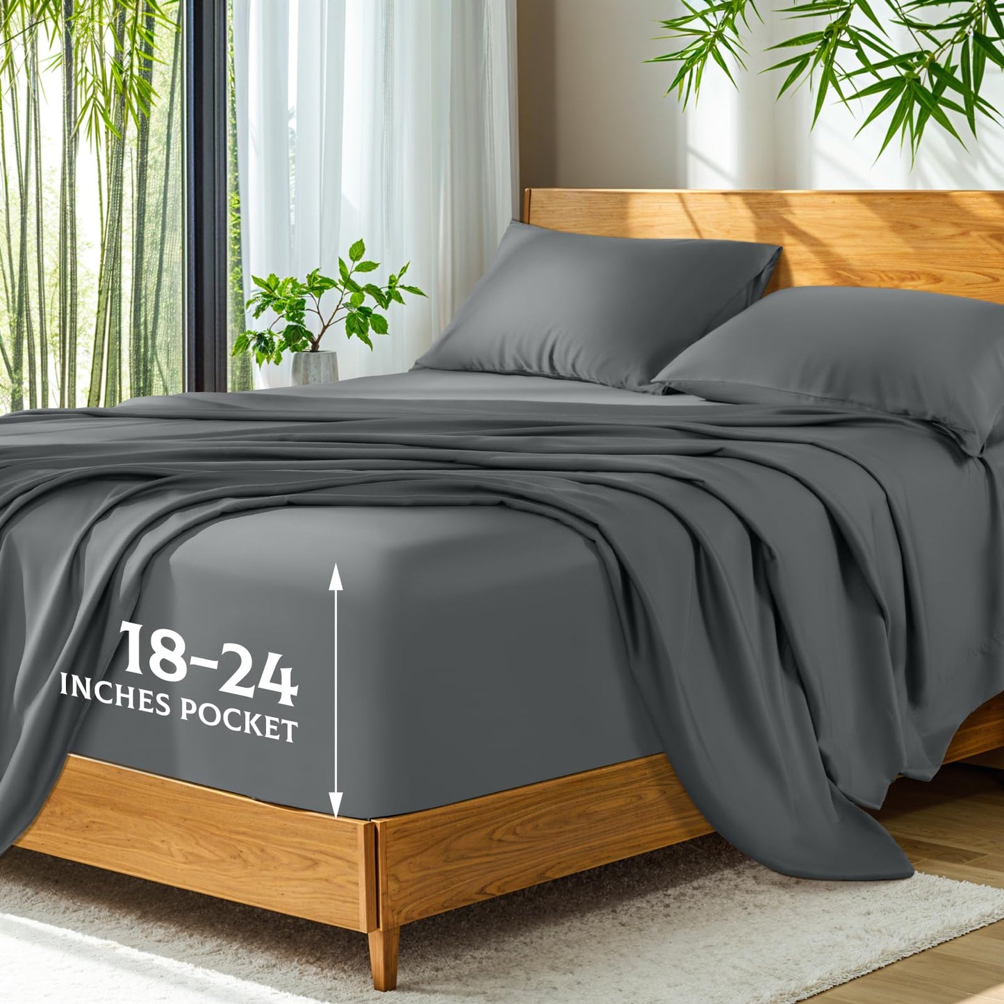 Bamboo Viscose Extra Deep Pocket Silky Bed Sheet Set Hotel Luxury Cooling Sheets
