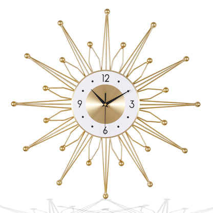 Silent Gold Metal Starburst Wall Clock 23 Inch Mid Century Modern Battery Operated Decorative Clock for Living Room Kitchen Office