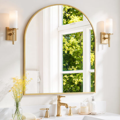 Modern Arch Wall Mirror with Metal Frame for Bedroom Living Room Entryway Decor