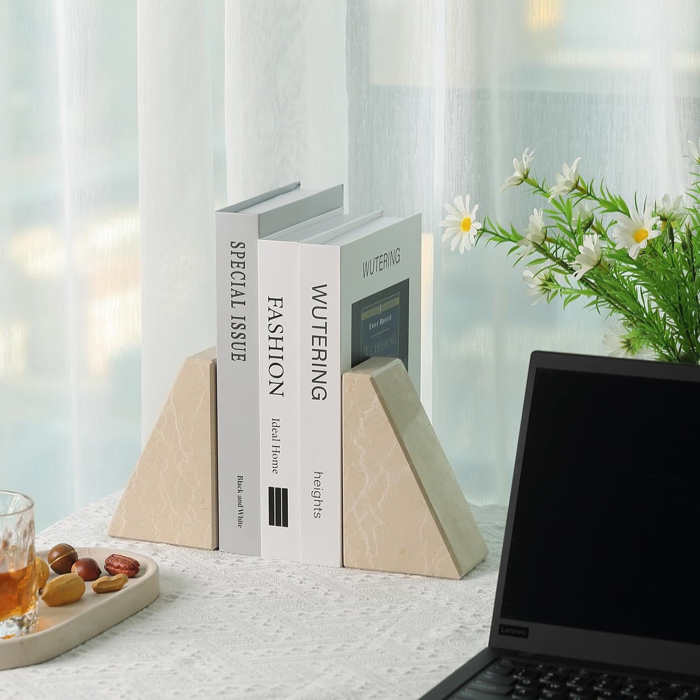 Marble Decorative Bookends for Heavy Books
