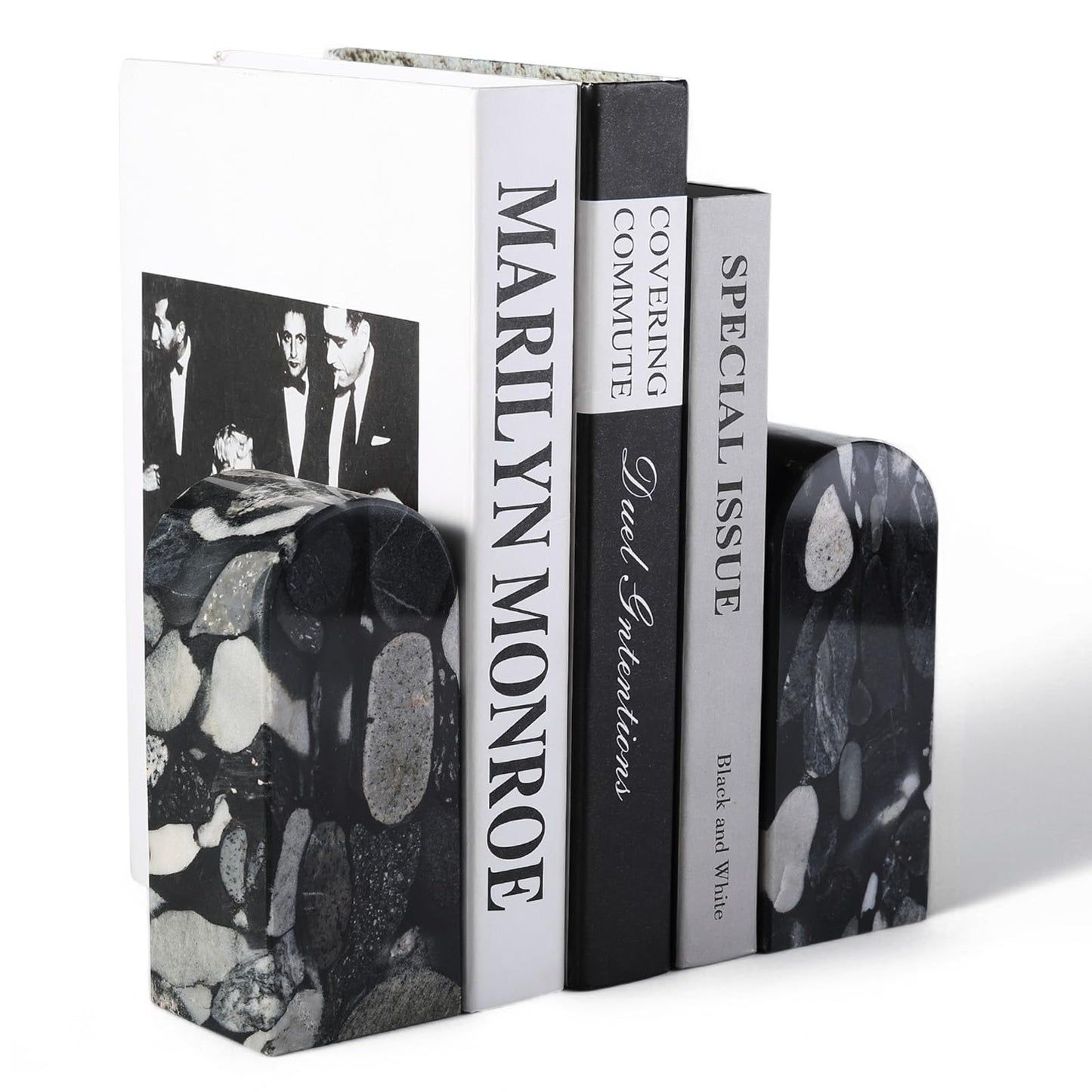 Luxury Marble Bookends Non-Slip Heavy Duty Book Holder Organizer