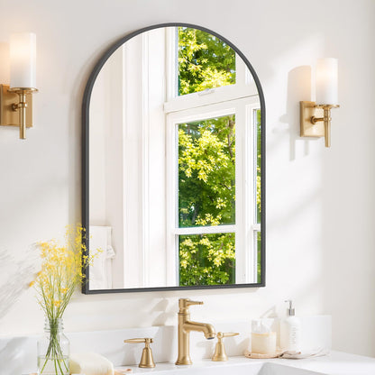 Modern Arch Wall Mirror with Metal Frame for Bedroom Living Room Entryway Decor