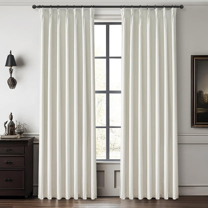 Linen Pinch Pleated Blackout Curtains 2 Panels Drapes for Living Room Bedroom