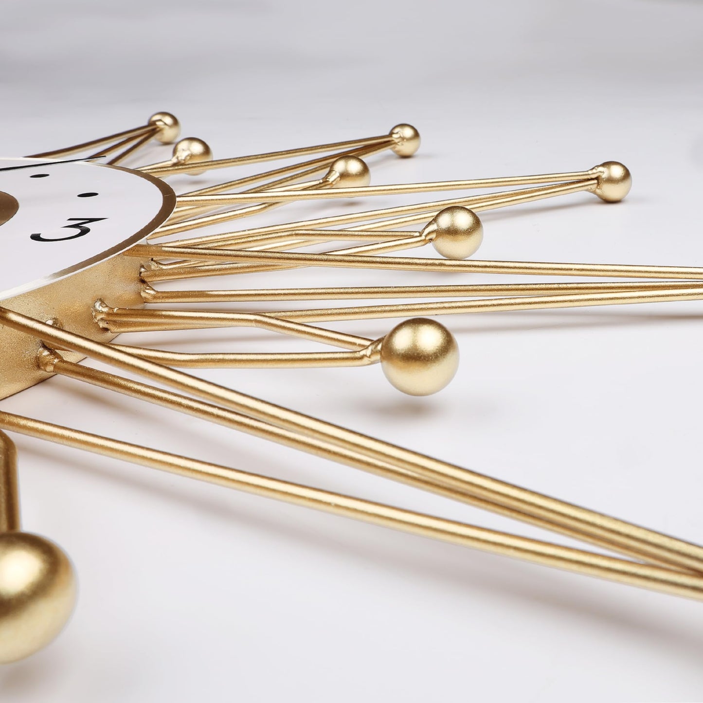 Silent Gold Metal Starburst Wall Clock 23 Inch Mid Century Modern Battery Operated Decorative Clock for Living Room Kitchen Office