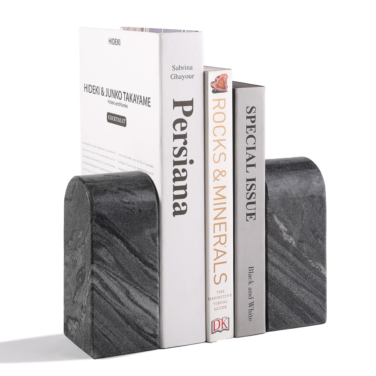 Luxury Marble Bookends Non-Slip Heavy Duty Book Holder Organizer