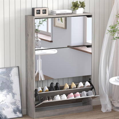 3-Flip Drawer Shoe Cabinet Freestanding Entryway Storage Cabinet