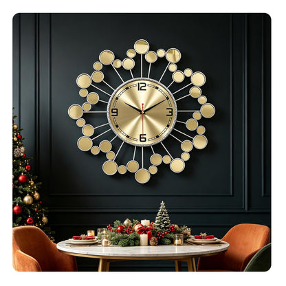 Mid Century Modern Gold Metal Wall Clock Silent Battery Operated 24 Inch Decorative Clock for Living Room Bedroom Office