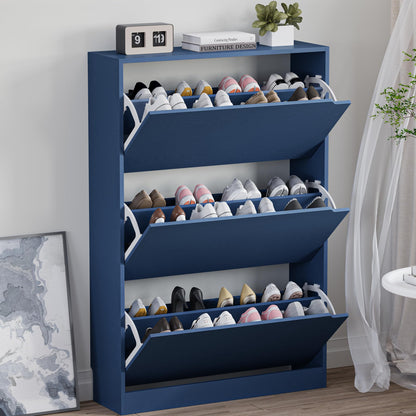 3-Flip Drawer Shoe Cabinet Freestanding Entryway Storage Cabinet