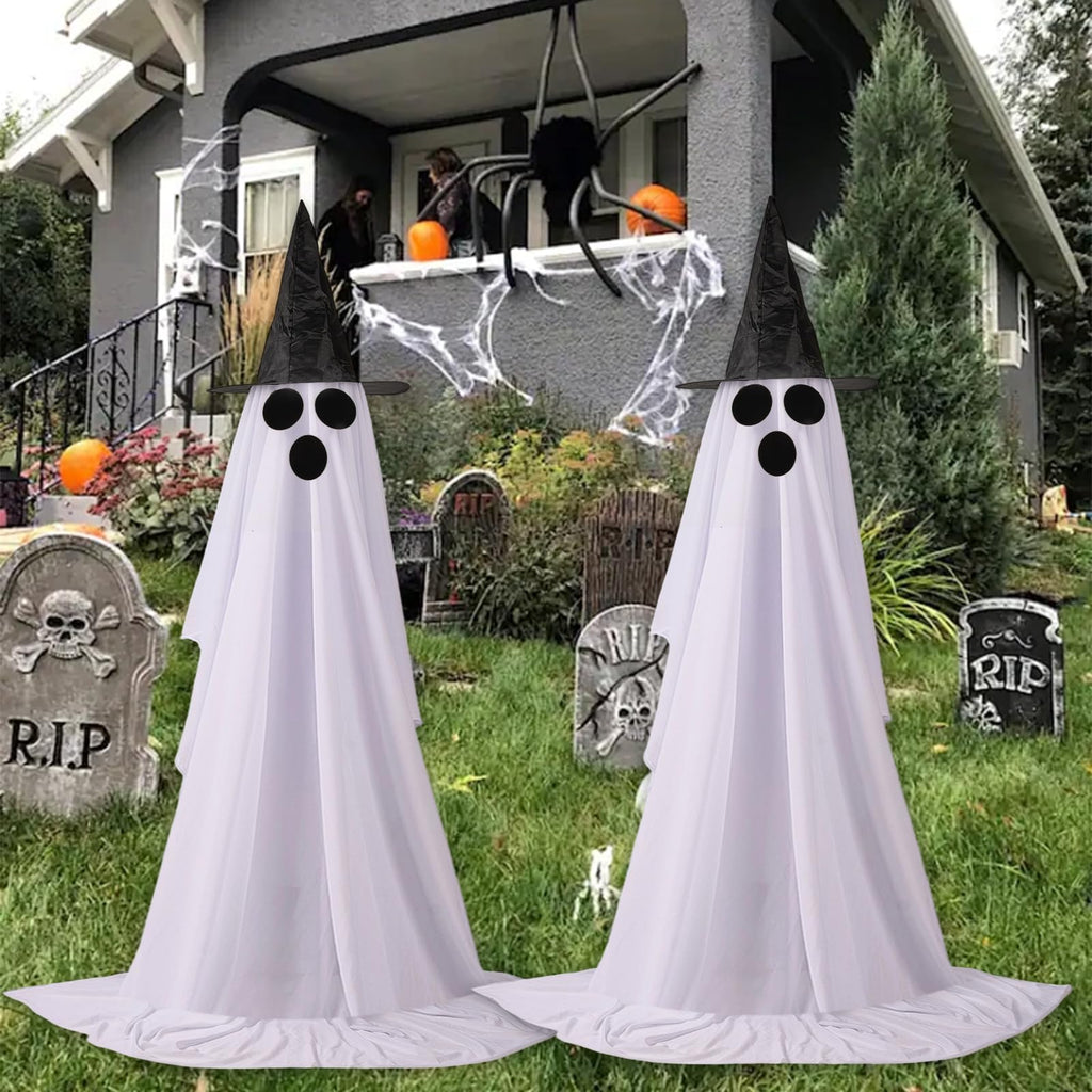 Halloween Ghost String Lights with Remote Control Indoor Outdoor Porch Yard Decorations (2 Pack)