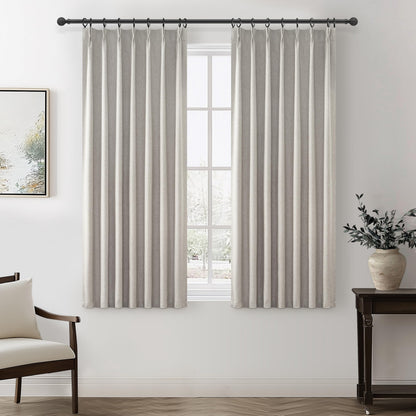 Linen Pinch Pleated Blackout Curtains 2 Panels Drapes for Living Room Bedroom