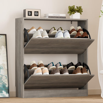 3-Flip Drawer Shoe Cabinet Freestanding Entryway Storage Cabinet