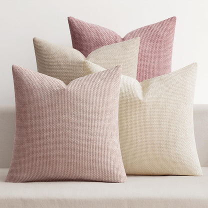 Soft Chenille Throw Pillow Covers Set of 4 Farmhouse Decorative Cushion Covers for Sofa Bedroom Living Room