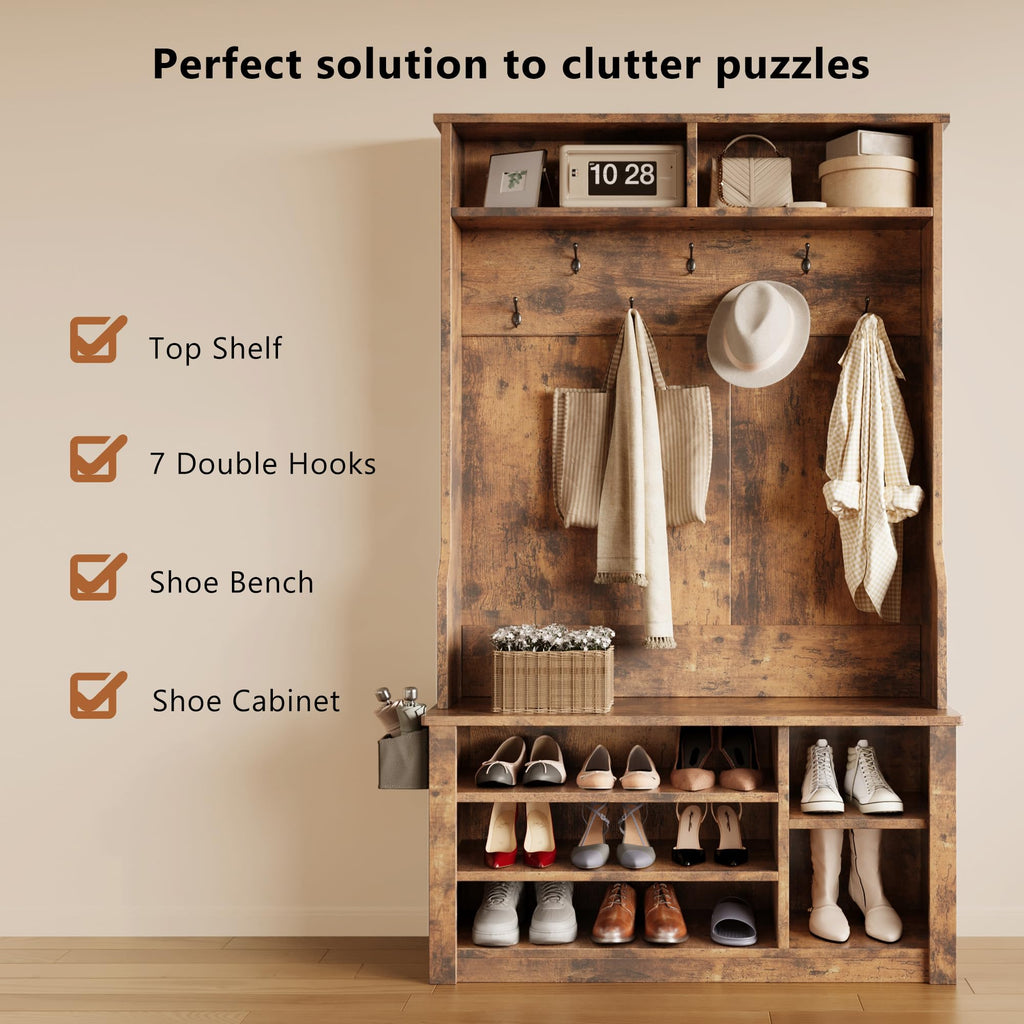 Aiho Hall Tree with Shoe Storage Bench