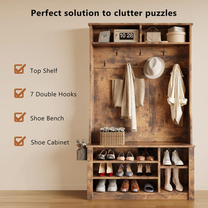 Aiho Hall Tree with Shoe Storage Bench
