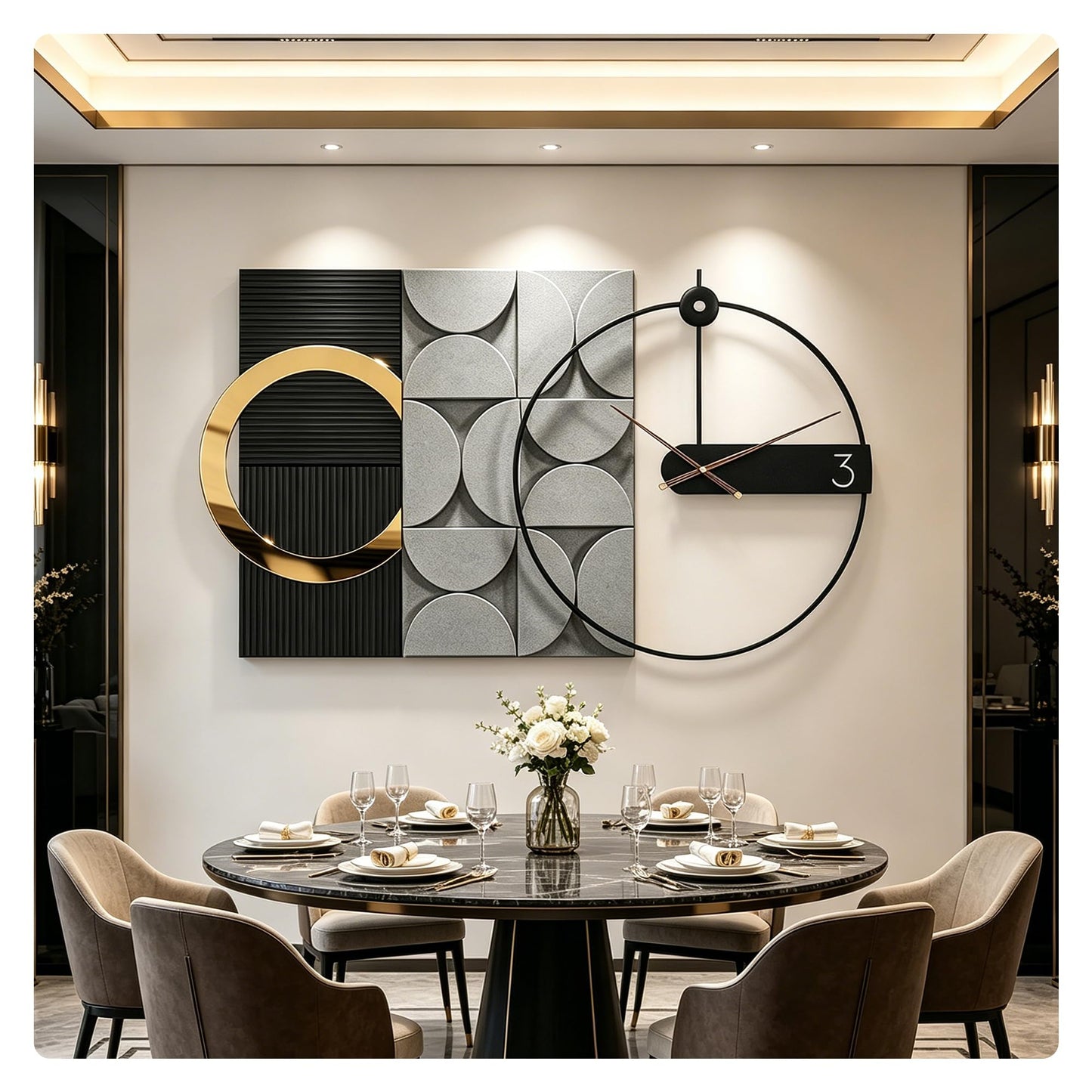 Mid Century Modern Gold Metal Wall Clock Silent Battery Operated 24 Inch Decorative Clock for Living Room Bedroom Office