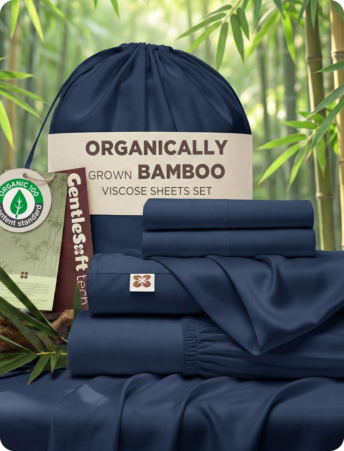 Bamboo Viscose Cooling Bed Sheet Set Deep Pocket Ultra Soft Silky 4 Piece Organic Fabric Sheets