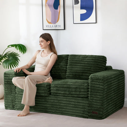 Tufted Loveseat Sofa for Small Spaces No Assembly Bean Bag Style Couch