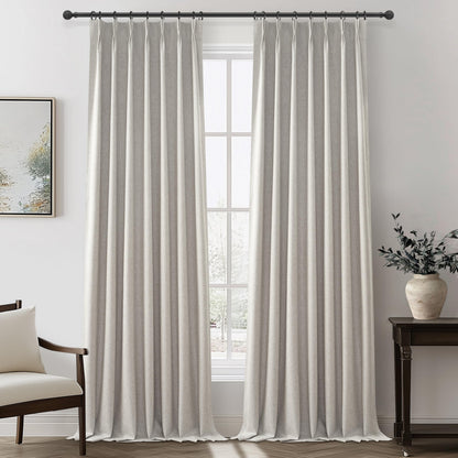 Linen Pinch Pleated Blackout Curtains 2 Panels Drapes for Living Room Bedroom