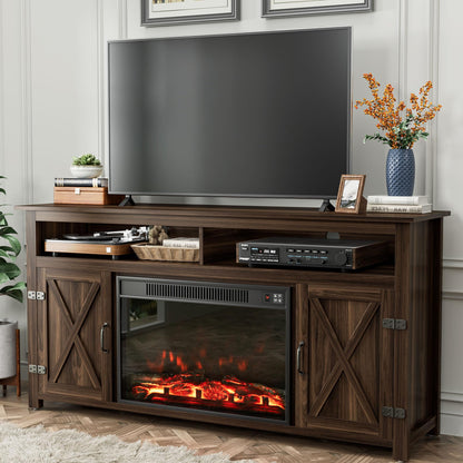 TV Stand for 65 Inch TVs with Sliding Barn Doors and Storage Cabinets