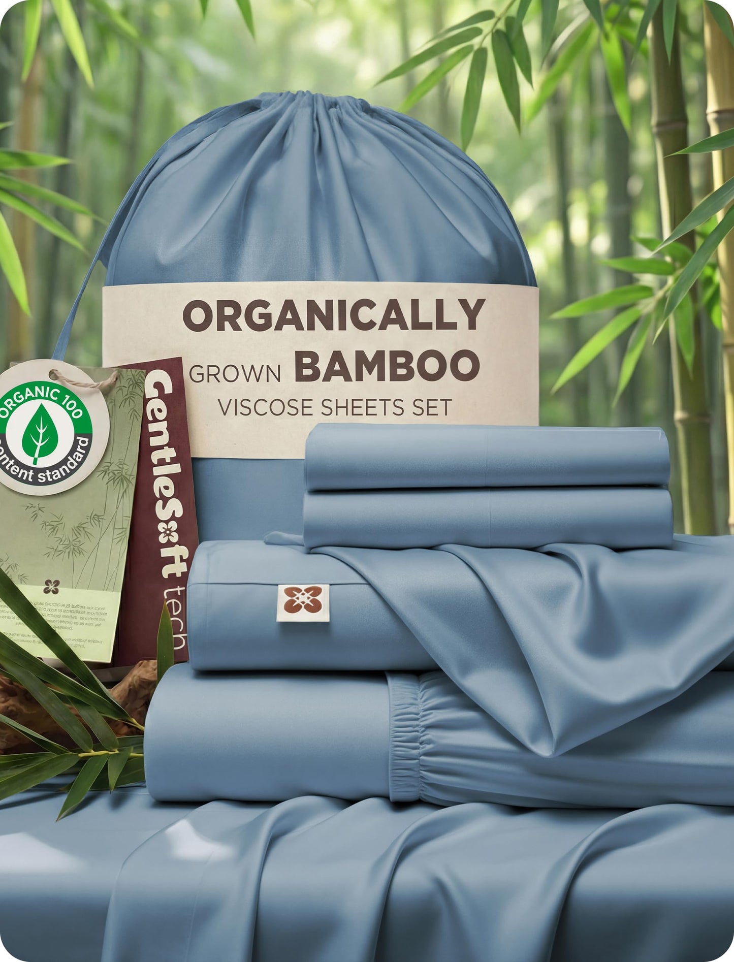 Bamboo Viscose Cooling Bed Sheet Set Deep Pocket Ultra Soft Silky 4 Piece Organic Fabric Sheets