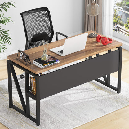 L-Shaped Executive Desk with Drawer Cabinet and File Storage Home Office Furniture