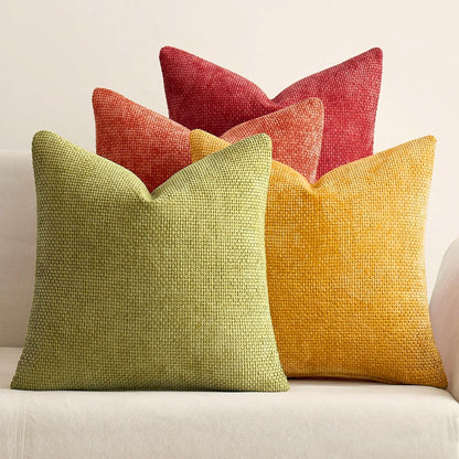 Soft Chenille Throw Pillow Covers Set of 4 Farmhouse Decorative Cushion Covers for Sofa Bedroom Living Room
