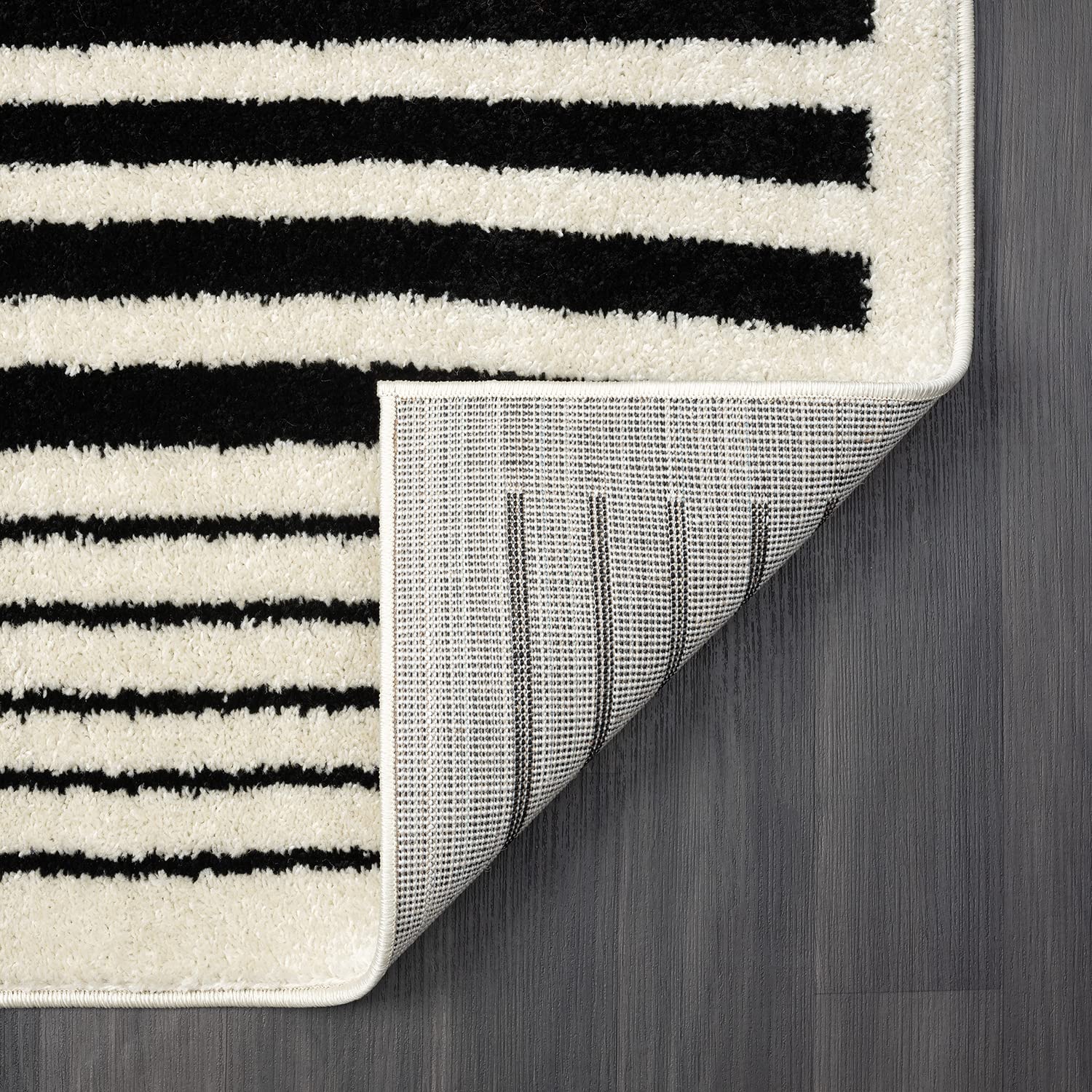 Geometric Beige Black Area Rug 3D Lines Modern Durable High Traffic Rug