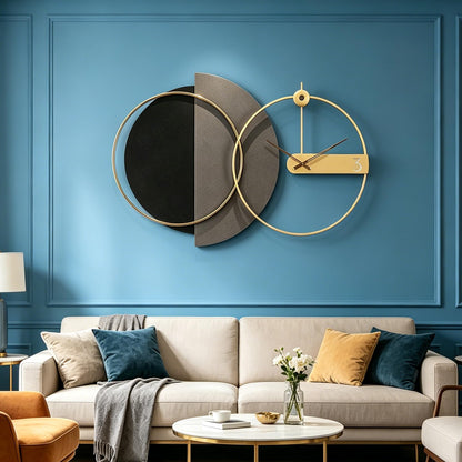 Mid Century Modern Gold Metal Wall Clock Silent Battery Operated 24 Inch Decorative Clock for Living Room Bedroom Office