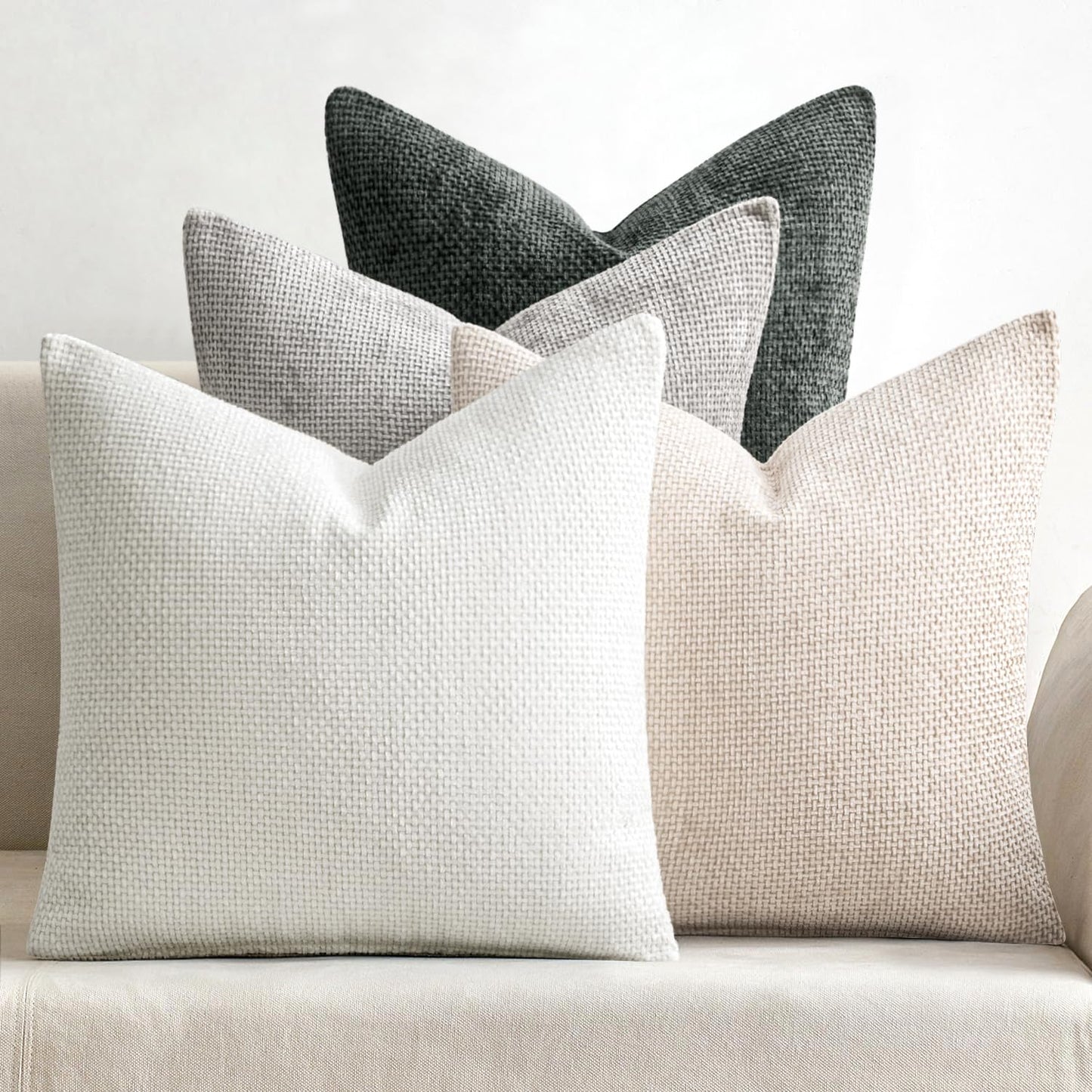 Soft Chenille Throw Pillow Covers Set of 4 Farmhouse Decorative Cushion Covers for Sofa Bedroom Living Room