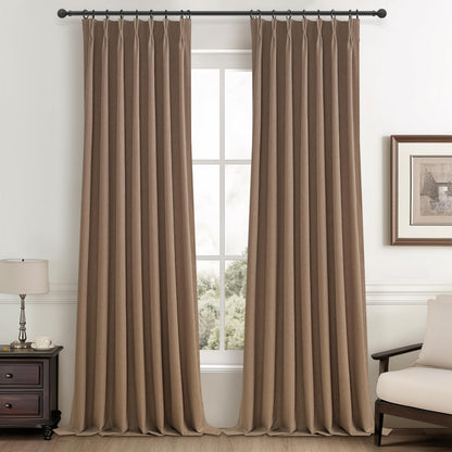 Linen Pinch Pleated Blackout Curtains 2 Panels Drapes for Living Room Bedroom